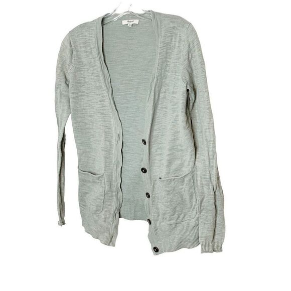Madewell Graduate Sweater Cardigan Light Green Cotton Spring Women’s Size XS - Picture 5 of 8